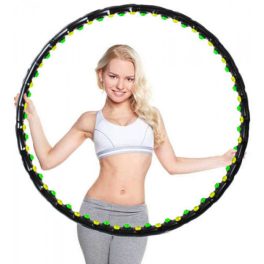   Karcsúsító hulahopp karika, 1180 gramm, mágneses masszázsfelülettel, fekete
