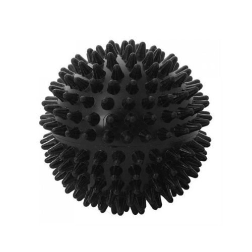 Masszázslabda, tüskés labda, fekete, 7,5 cm, kemény