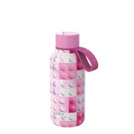   KIDS PINK LEGO mintás gyerekkulacs szilikon hordozófüllel, 330 ml, termosz, rózsaszín