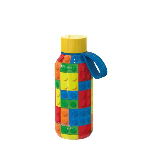 KIDS LEGO mintás gyerekkulacs szilikon hordozófüllel, 330 ml, termosz, kék-piros-sárga