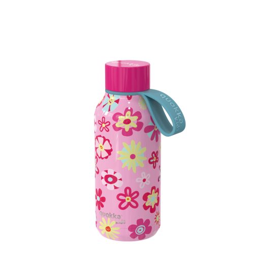 KIDS VIRÁGOS gyerekkulacs szilikon hordozófüllel, 330 ml, termosz, rózsaszín
