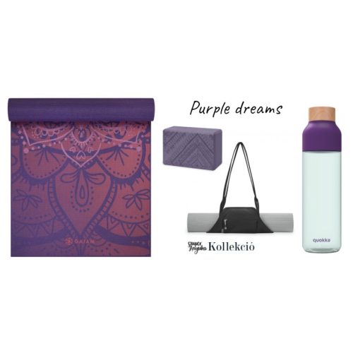 Purple Dreams kollekció - jógaszőnyeg + jógatáska + jógatégla + kulacs szett