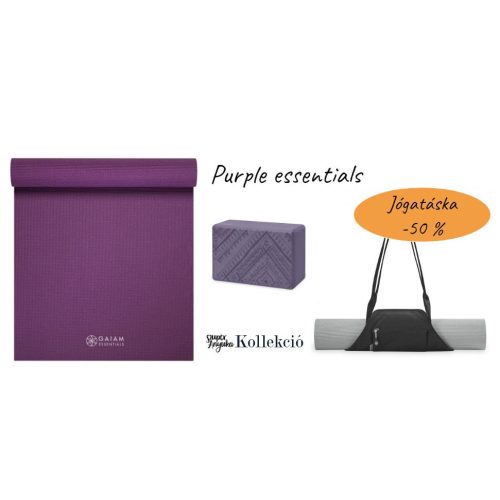 Purple essentials - jógaszőnyeg + jógatáska + jógatégla