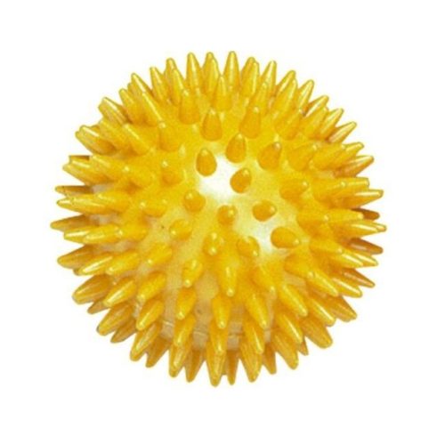 Masszázslabda, tüskés labda, sárga, 8 cm, közepesen kemény