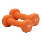 Kézi súlyzó, 0,5 kg x 2 db, neoprén borítású, narancs, szögletes