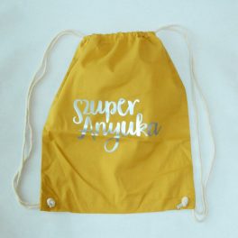 SzuperAnyuka tornazsák, hátizsák mustársárga-ezüst